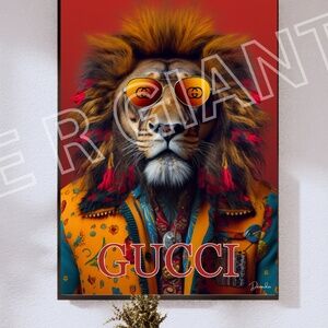 GUCCI LION  Print Wall Art  18X24 Trendy Wall Art by Denardai